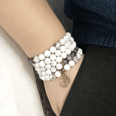Bracelet Mala en Howlite Blanche et Améthyste | Lithothérapie Stéphanie