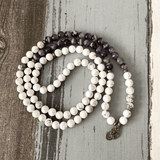Bracelet Mala 108 Perles en Howlite et Améthyste | Lithothérapie Stéphanie