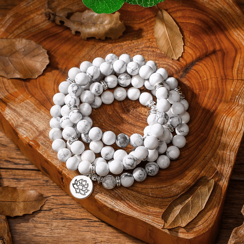 Bracelet Mala en Howlite | Lithothérapie Stéphanie