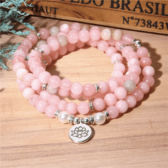 Bracelet Mala Bouddhiste en Jade Rose | Lithothérapie Stéphanie