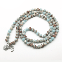 Bracelet Mala 108 Perles en Jaspe Aqua Terra | Lithothérapie Stéphanie