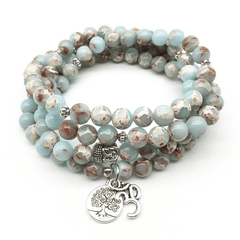 Bracelet Mala en Jaspe Aqua Terra | Lithothérapie Stéphanie