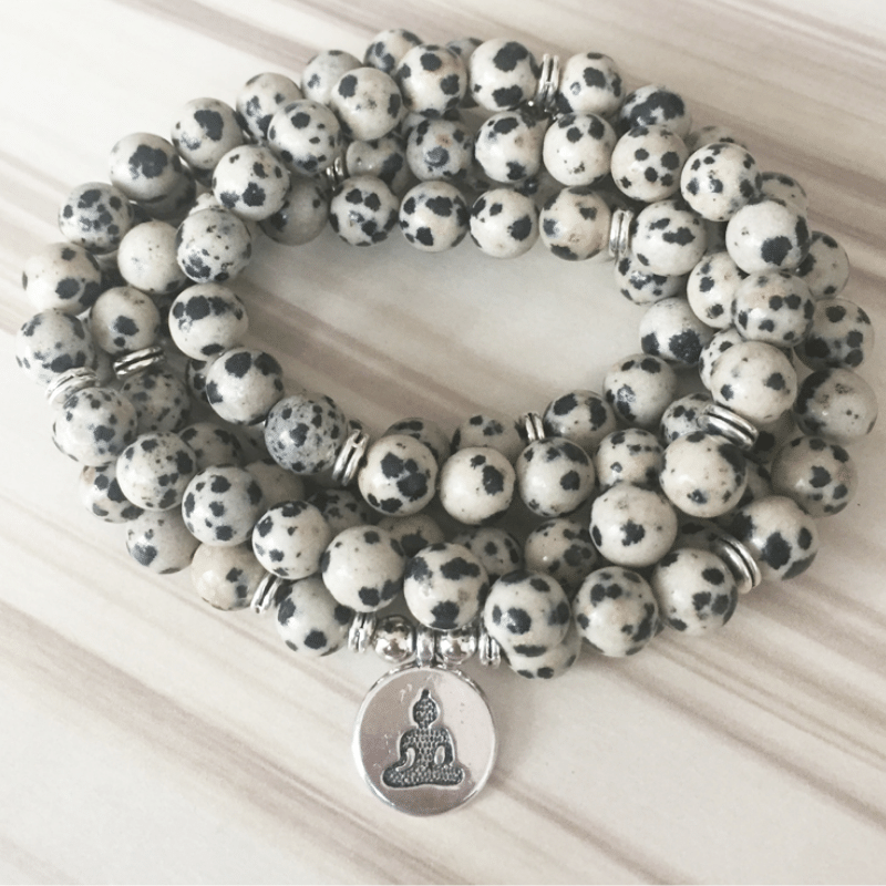 Bracelet Mala en Jaspe Dalmatien | Lithothérapie Stéphanie