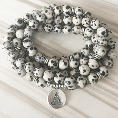 Bracelet Mala en Jaspe Dalmatien | Lithothérapie Stéphanie