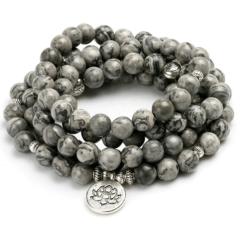 Bracelet Mala en Jaspe Gris | Lithothérapie Stéphanie