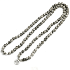 Bracelet Mala 108 Perles en Jaspe Gris | Lithothérapie Stéphanie