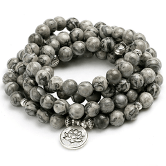 Bracelet Mala en Jaspe Gris | Lithothérapie Stéphanie