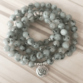 Bracelet Mala en Jaspe Kiwi l Lithothérapie Stéphanie