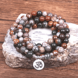 Bracelet Mala Tibétain en Jaspe Océan | Lithothérapie Stéphanie