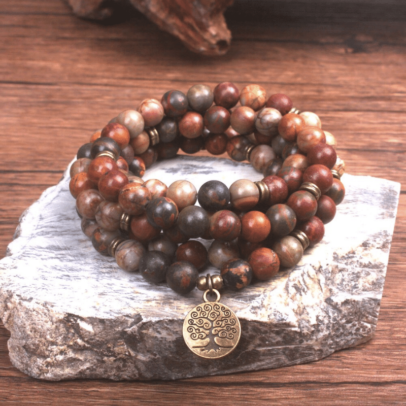 Bracelet Mala en Jaspe Picasso | Lithothérapie Stéphanie