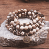 Bracelet Mala en Jaspe Zèbre Marron | Lithothérapie Stéphanie
