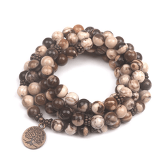 Bracelet Mala Arbre de Vie en Jaspe Zèbre Marron | Lithothérapie Stéphanie
