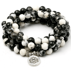 Bracelet Mala Tibétain en Jaspe Zèbre | Lithothérapie Stéphanie