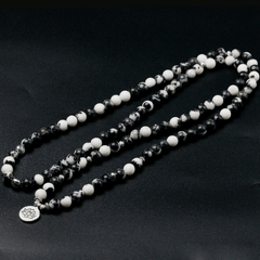 Bracelet Mala 108 Perles en Jaspe Zèbre | Lithothérapie Stéphanie