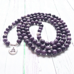 Bracelet Mala 108 Perles en Lépidolite | Lithothérapie Stéphanie