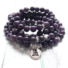 Bracelet Mala en Lépidolite | Lithothérapie Stéphanie