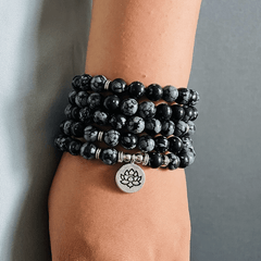 Bracelet Mala en Obsidienne Mouchetée | Lithothérapie Stéphanie