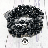 Bracelet Mala en Obsidienne Neige | Lithothérapie Stéphanie