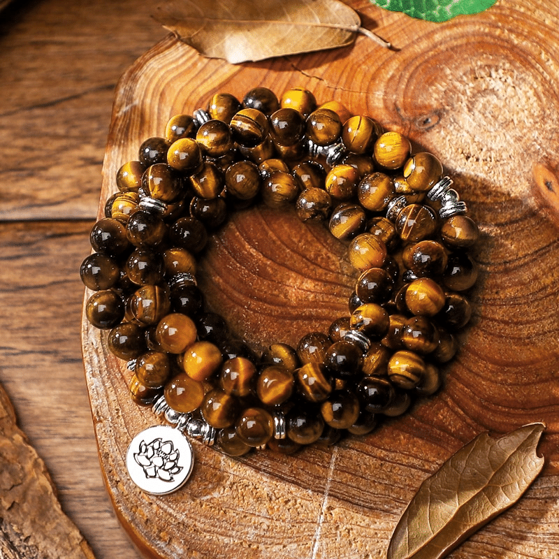 Bracelet Mala en Oeil de Tigre | Lithothérapie Stéphanie