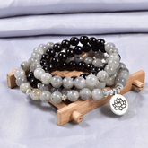 Bracelet Mala en Onyx et Labradorite | Lithothérapie Stéphanie