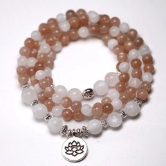 Bracelet Mala en Pierre de Lune et de Soleil | Lithothérapie Stéphanie