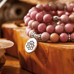 Bracelet Mala en Rhodonite Rose | Lithothérapie Stéphanie