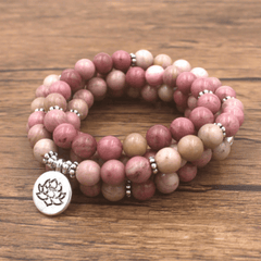 Bracelet Mala en Pierre Rhodonite | Lithothérapie Stéphanie