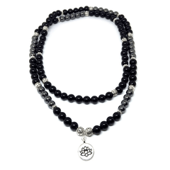 Collier Mala en Tourmaline Noire et Hématite | Lithothérapie Stéphanie