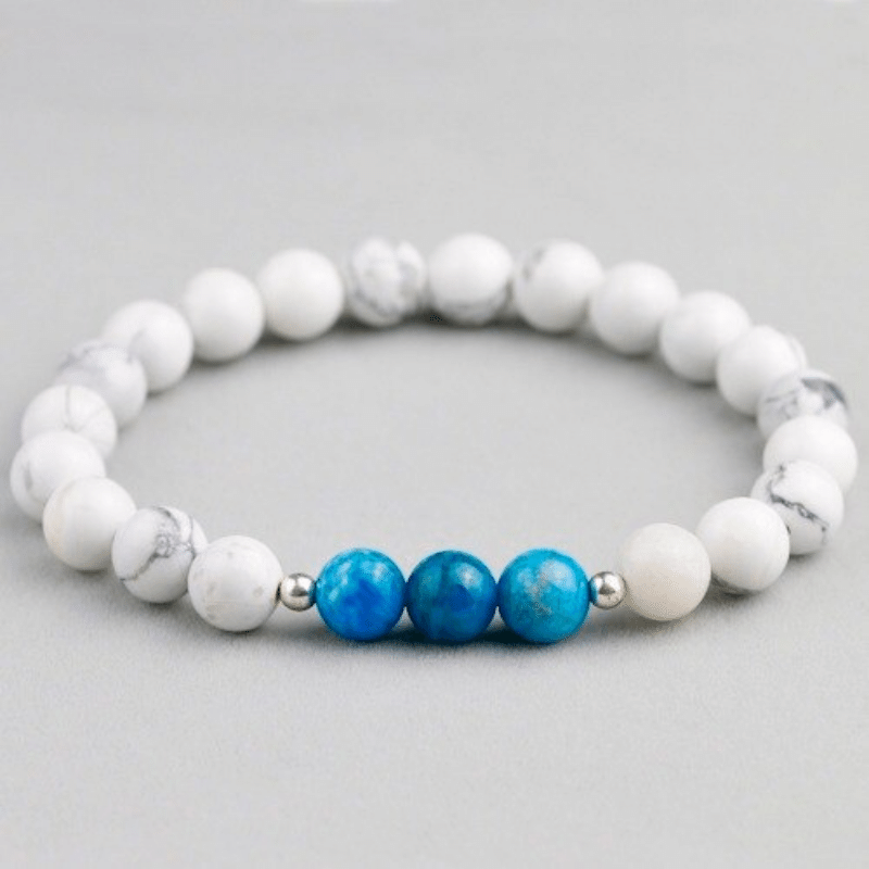 Bracelet Minceur en Apatite et Howlite l Lithothérapie Stéphanie