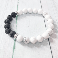 Bracelet en Pierre de Lave et Howlite | Lithothérapie Stéphanie