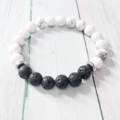 Bracelet en Howlite et Pierre de Lave | Lithothérapie Stéphanie