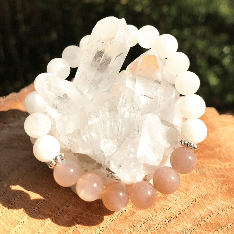 Bracelet en Pierre de Lune et Pierre de Soleil | Lithothérapie Stéphanie