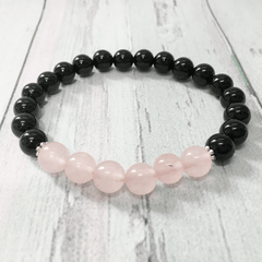 Bracelet en Tourmaline et Quartz Rose | Lithothérapie Stéphanie