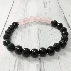 Bracelet Quartz Rose et Tourmaline Noire | Lithothérapie Stéphanie