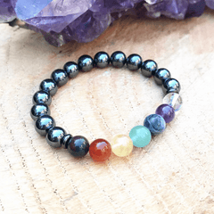 Bracelet 7 Chakras Hematite | Lithothérapie Stéphanie