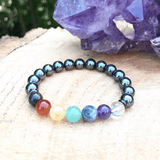 Bracelet 7 Chakras en Hematite | Lithothérapie Stéphanie