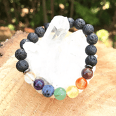 Bracelet 7 Chakras en Pierre de Lave | Lithothérapie Stéphanie