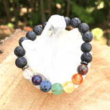 Bracelet 7 Chakras en Pierre de Lave | Lithothérapie Stéphanie