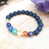 Bracelet 7 Chakras et Pierre de Lave | Lithothérapie Stéphanie