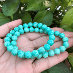 Bracelet Perles Amazonite Bleue | Lithothérapie Stéphanie
