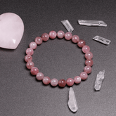 Bracelet en Quartz Rose Foncé | Lithothérapie Stéphanie
