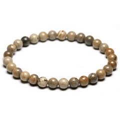 Bracelet en Jaspe Feuilles d'Argent | Lithothérapie Stéphanie