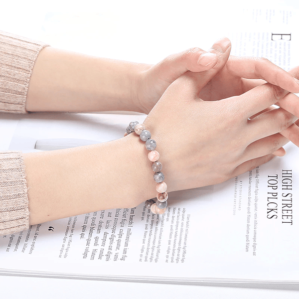 Bracelet en Jaspe Zébré Rose | Lithothérapie Stéphanie