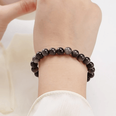 Bracelet en Obsidienne Argent | Lithothérapie Stéphanie