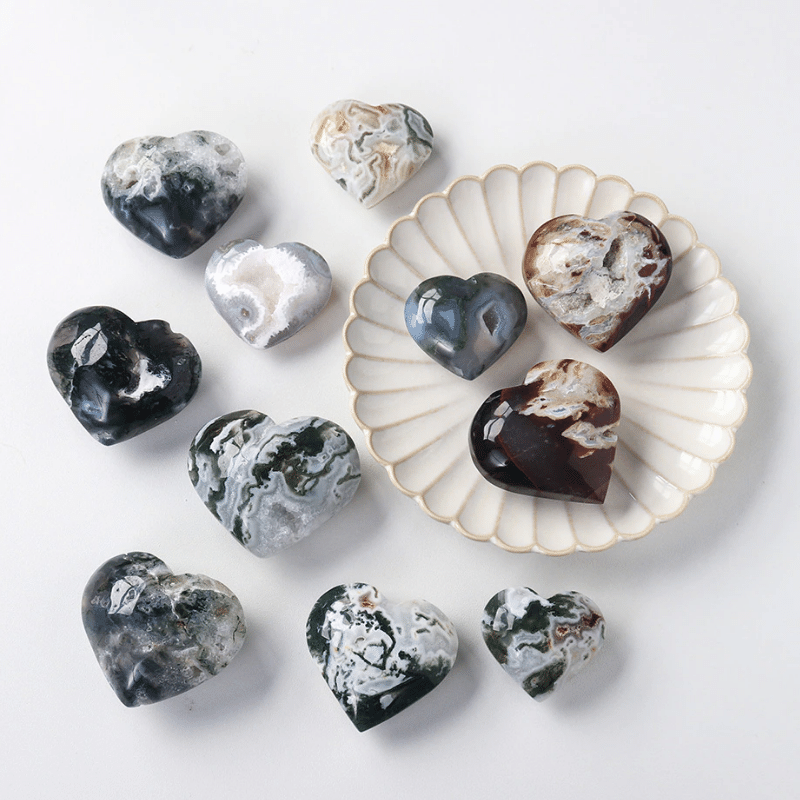 Coeur en Agate Mousse | Lithothérapie Stéphanie
