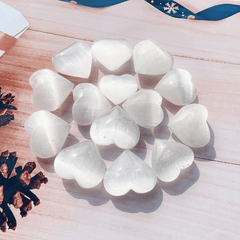 Coeur en Sélénite | Lithothérapie Stéphanie