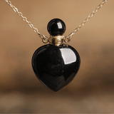 Collier Bouteille de Parfum en Agate Noire | Lithothérapie Stéphanie