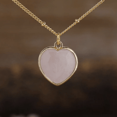 Collier Coeur en Quartz Rose | Lithothérapie Stéphanie