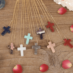 Collier Croix en Pierre Naturelle | Lithothérapie Stéphanie