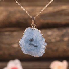 Collier Druse en Agate | Bleu | Lithothérapie Stéphanie